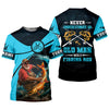 Maxcorners Never Underestimate An Old Man With A Fishing Rod Custom Name UPF Shirts, Men's Fishing Shirt