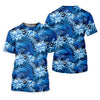 Maxcorners Blue Tropical Hibiscus Floral Golf Shirt, Womens Golf Tops, Women’s Golf Apparel LM1507