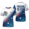 Maxcorners Freedom To Fish Shirt, Personalized American Flag Fishing Long Sleeve For Men, Fishing UPF Shirts