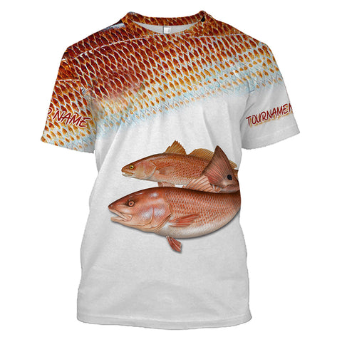 Maxcorners Personalized Red Fish Puppy Drum Tournament Fishing 3D Hoodie