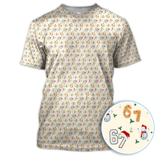 Maxcorners Festive 67 Christmas Pattern Polos, Holiday Golf Shirt For Golfer, Funny Golf Gift For Men