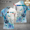Maxcorners Bowling Magic Butterflies Cosmic Galaxy Pastel Pink Blue Multi Options Personalized Name, Team Name Unisex 3D Shirt (4 Colors)