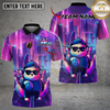 Maxcorners Bowling Cool Swag Panda Synthwave Retro Cyberpunk Cityscape Multi Options Personalized Name, Team Name Unisex 3D Shirt (4 Colors)