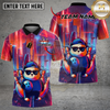 Maxcorners Bowling Cool Swag Panda Synthwave Retro Cyberpunk Cityscape Multi Options Personalized Name, Team Name Unisex 3D Shirt (4 Colors)