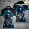 Maxcorners Dartboard Dark Gothic Fairy Girl Purple Wings Red Roses Multi Options Personalized Name, Team Name Unisex 3D Shirt (3 Colors)