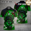 Maxcorners Bowling Grim Reaper Skull Stacked Skulls Crown Flaming Red Smoke Multi Options Personalized Name, Team Name Unisex 3D Shirt (4 Colors)