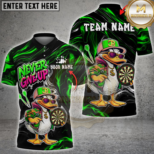Maxcorners Darts Funny Duck Cartoon Character Urban Streetwear Vibrant Sportswear Multi Options Personalized Name, Team Name Unisex 3D Shirt (4 Colors)