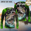 Maxcorners Fishing Neon Green Flame Thunder Multicolor Options Personalized Name, Team Name 3D (12 Fish Species)