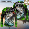 Maxcorners Fishing Neon Green Flame Thunder Multicolor Options Personalized Name, Team Name 3D (12 Fish Species)