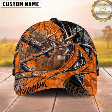 Maxcorners Hunting Orange Camo Graphic Multi Options Personalized Name 3D Cap