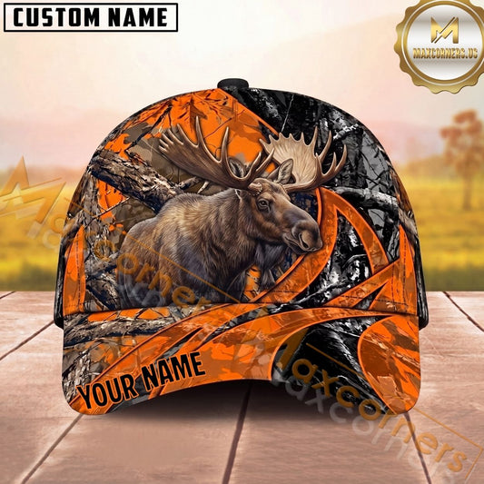 Maxcorners Hunting Orange Camo Graphic Multi Options Personalized Name 3D Cap
