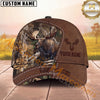 Maxcorners Hunting Leather Patch Woodland Camo Multi Options Personalized Name 3D Cap