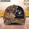 Maxcorners Hunting Cap Whitetail Buck Barbed Wire Woodland Camo Design Multi Options Personalized Name 3D Cap