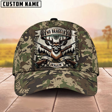 Maxcorners No Braggin Til Ur Draggin Deer Hunting Camo Personalized Name Unisex 3D Cap