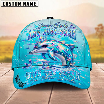Maxcorners Dolphin Princess Ocean In Their Souls Personalized Name Unisex 3D Cap