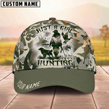 Maxcorners Just A Girl Who Loves Hunting Dog Waterfowl Camo Personalized Name Unisex 3D Cap