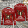 Maxcorners Christmas Hunting Hoodie Merry Huntmas Antler Buck Sweater Pattern Design Personalized Name Unisex 3D Hoodie