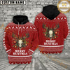 Maxcorners Christmas Hunting Hoodie Merry Huntmas Antler Buck Sweater Pattern Design Personalized Name Unisex 3D Hoodie