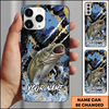 Maxcorners Fishing Modern Abstract Graphic Multicolor Options Personalized Name Phone Case (12 Fish Species)