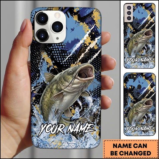 Maxcorners Fishing Modern Abstract Graphic Multicolor Options Personalized Name Phone Case (12 Fish Species)