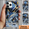 Maxcorners Fishing Modern Abstract Graphic Multicolor Options Personalized Name Phone Case (12 Fish Species)