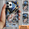 Maxcorners Fishing Modern Abstract Graphic Multicolor Options Personalized Name Phone Case (12 Fish Species)