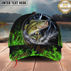 Maxcorners Neon Green Flame Thunder Fishing Cap Personalized Name 3D Cap