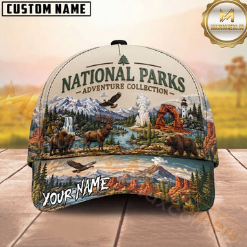 Maxcorners National Parks Wildlife Adventure Scenic Personalized Name Unisex 3D Cap