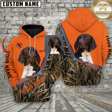 Maxcorners Hunting Dog Personalized Orange Camo Custom Name Unisex 3D Hoodie