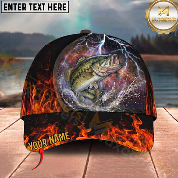 Maxcorners Lightning Fire Thunder Fishing Cap Personalized Name 3D Cap