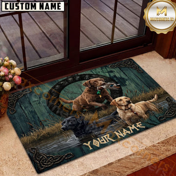 Maxcorners Duck Hunting Dog Labrador Retriever Waterfowl Rustic Wood Personalized Name Unisex 3D Doormat