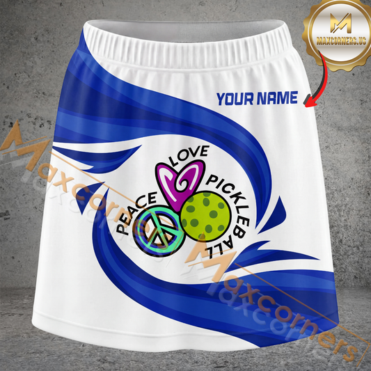 Maxcorners Pickleball Peace Love Multicolor Options Personalized 3D Skort