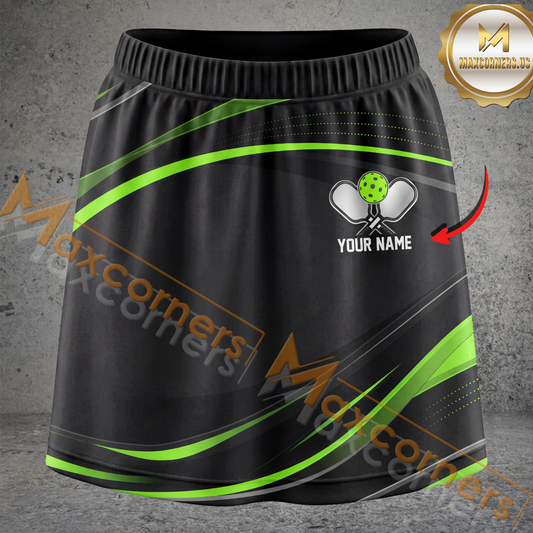 Maxcorners Pickleball Sport Stripe Multicolor Options Personalized 3D Skort