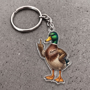 Maxcorners Mallard Duck Middle Finger Funny Waterfowl Custom Name Gift 2D Flat Arcrylic Ornament, Keychain