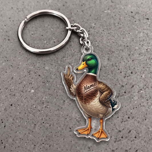 Maxcorners Mallard Duck Middle Finger Funny Waterfowl Custom Name Gift 2D Flat Arcrylic Ornament, Keychain