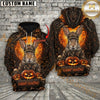 Maxcorners Hunting Halloween Pumpkin Camo Personalized Name Unisex 3D Hoodie