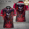 Maxcorners Dart Creepy Clown Dark Red Glowing Eyes Dartboard Graphic Multi Options Personalized Name, Team Name Unisex 3D Shirt (4 Colors)