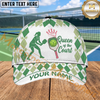 Maxcorners Pickleball Queen Of The Court Pink Argyle Personalized Name 3D Cap (4 Colors)