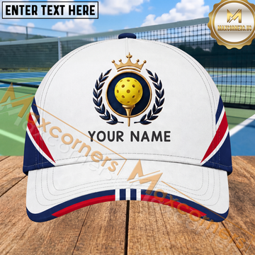 Maxcorners Pickleball Royal Crown Emblem Personalized Name 3D Cap
