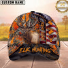 Maxcorners Hunting American Flag Orange Camo Personalized Name Unisex 3D Cap