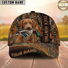 Maxcorners Hunting Dog Duck Hunting Mallard In Mouth Forest Camo Vertical Stripe Personalized Name 3D Cap