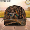 Maxcorners Hunting Dog Duck Hunting Mallard In Mouth Forest Camo Vertical Stripe Personalized Name 3D Cap