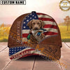 Maxcorners Hunting Dog Duck Hunting American Flag Leather Zipper Detail Personalized Name 3D Cap