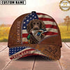 Maxcorners Hunting Dog Duck Hunting American Flag Leather Zipper Detail Personalized Name 3D Cap