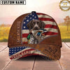 Maxcorners Hunting Dog Duck Hunting American Flag Leather Zipper Detail Personalized Name 3D Cap