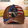 Maxcorners Hunting Dog Duck Hunting American Flag Leather Zipper Detail Personalized Name 3D Cap