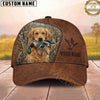 Maxcorners Hunting Dog Duck Hunter Mallard In Mouth Stitched Leather Reeds Personalized Name 3D Cap