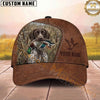 Maxcorners Hunting Dog Duck Hunter Mallard In Mouth Stitched Leather Reeds Personalized Name 3D Cap
