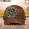 Maxcorners Hunting Dog Duck Hunter Mallard In Mouth Stitched Leather Reeds Personalized Name 3D Cap