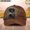 Maxcorners Hunting Dog Duck Hunter Mallard In Mouth Stitched Leather Reeds Personalized Name 3D Cap